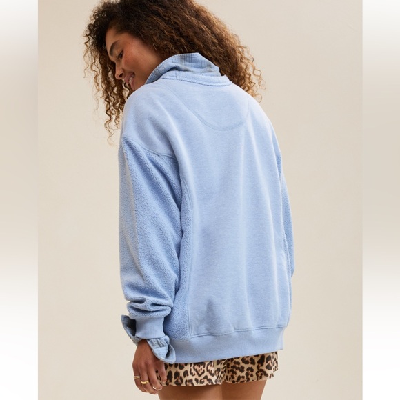 NWT Aerie Très Chic Chenille Oversized Sweatshirt in Monaco Blue - Picture 3 of 14
